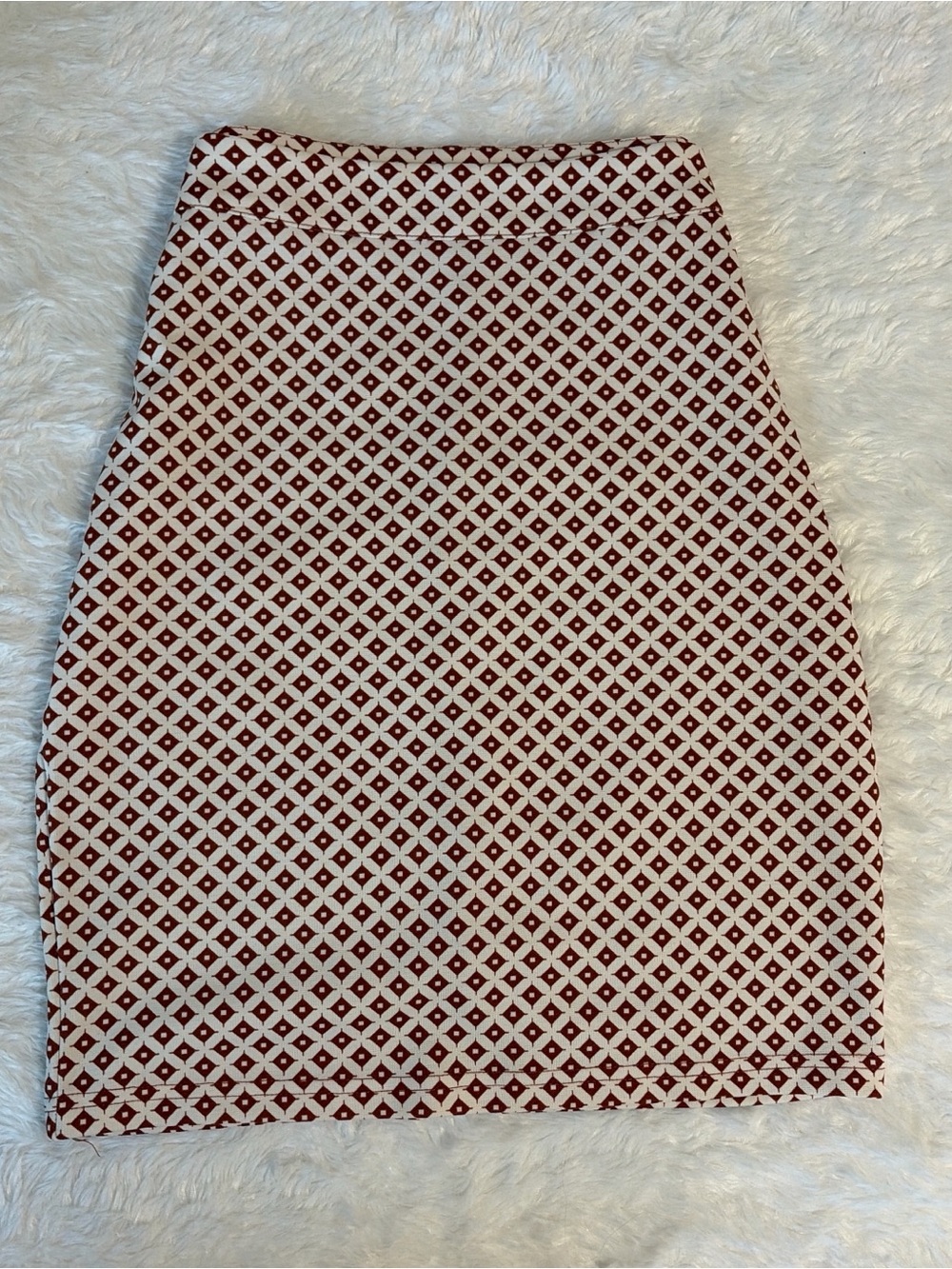 Women's Brown and White Geometric Pencil Skirt